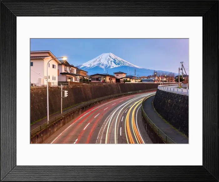 Framed Print : Mt. Fuji, Japan over neighborhoods and highways Framed Print : Mt. Fuji, Japan over neighborhoods and highways
