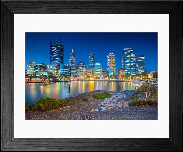 Framed Print : Perth. Cityscape image of Perth downtown skyline, Australia during sunset Framed Print : Perth. Cityscape image of Perth downtown skyline, Australia during sunset
