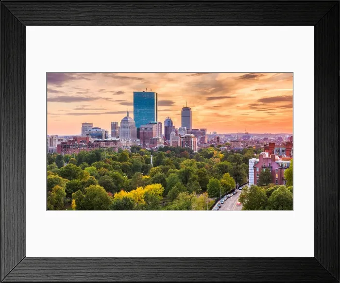 Framed Print : Boston, Massachusetts, USA downtown skyline over the park Framed Print : Boston, Massachusetts, USA downtown skyline over the park