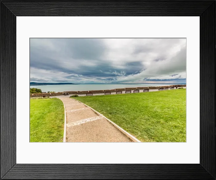 Framed Print : Lakeside bench at october indian summer, overcast sky, tranquil nature, mountain view background Framed Print : Lakeside bench at october indian summer, overcast sky, tranquil nature, mountain view background