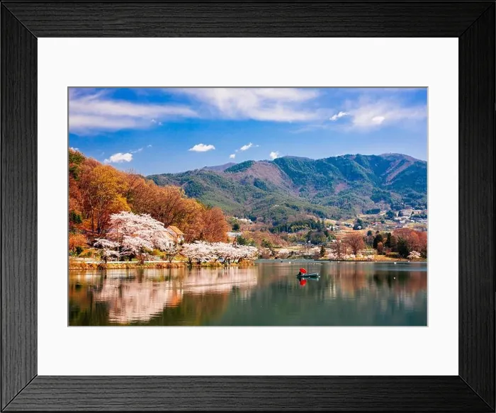 Framed Print : Chiyoda Lake, Kofu, Yamanashi, Japan with spring foliage Framed Print : Chiyoda Lake, Kofu, Yamanashi, Japan with spring foliage