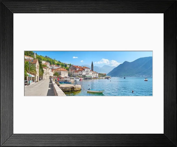 Framed Print : Perast panoramic landscape view, Kotor Bay, Montenegro Framed Print : Perast panoramic landscape view, Kotor Bay, Montenegro
