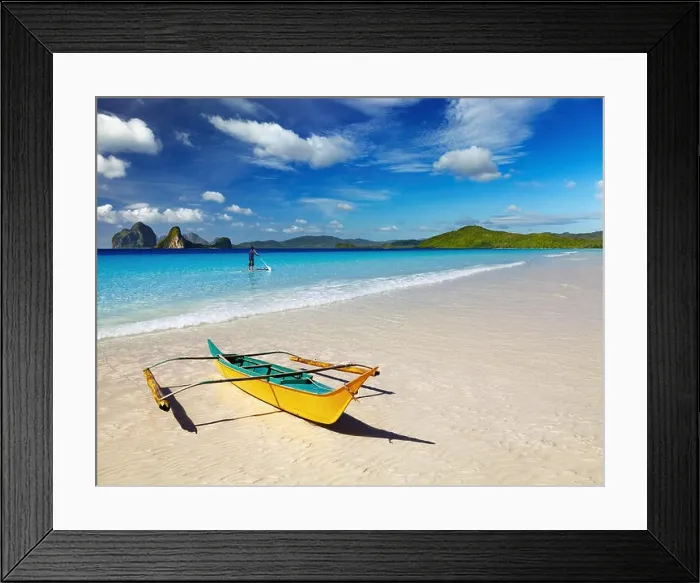 Framed Print : Landscape with beautiful tropical beach and blue sky Framed Print : Landscape with beautiful tropical beach and blue sky