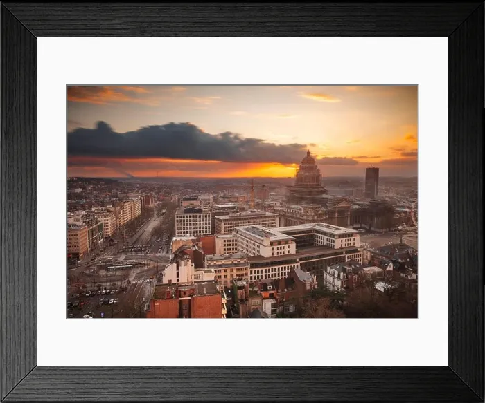 Framed Print : Brussels, Belgium cityscape at Palais de Justice during dusk Framed Print : Brussels, Belgium cityscape at Palais de Justice during dusk