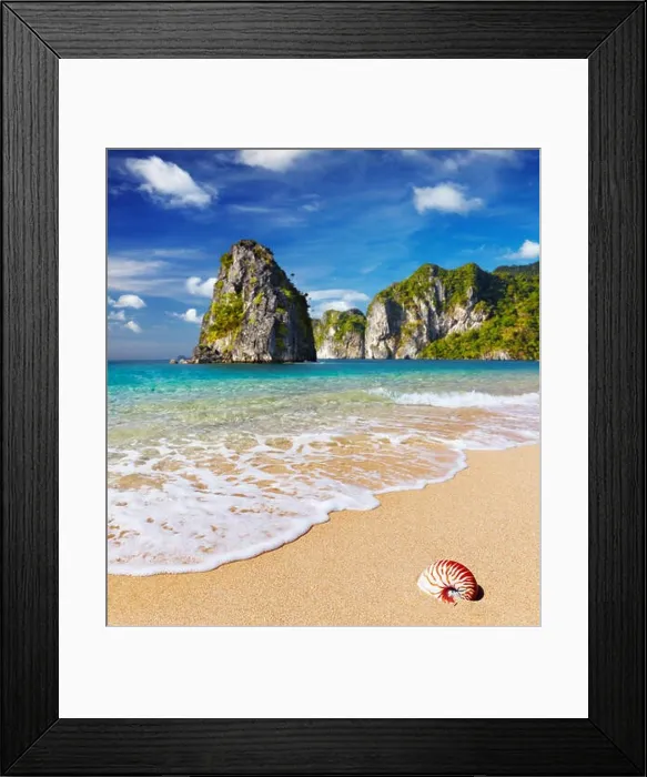 Framed Print : Tropical beach with turquoise see and blue sky Framed Print : Tropical beach with turquoise see and blue sky