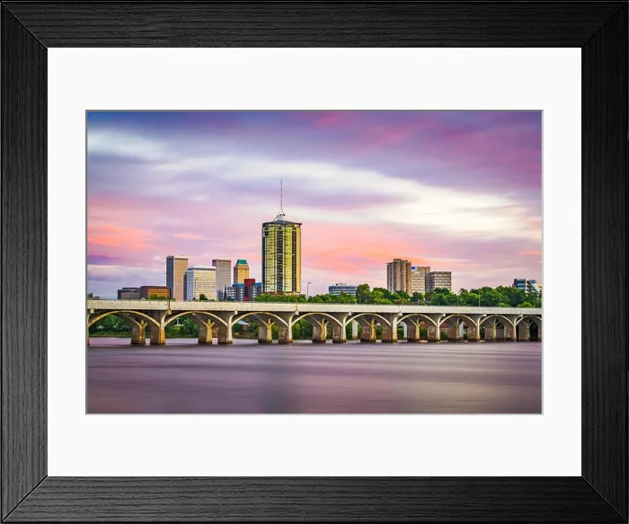 Framed Print : Tulsa, Oklahoma, USA downtown skyline on the Arkansas River at dusk Framed Print : Tulsa, Oklahoma, USA downtown skyline on the Arkansas River at dusk