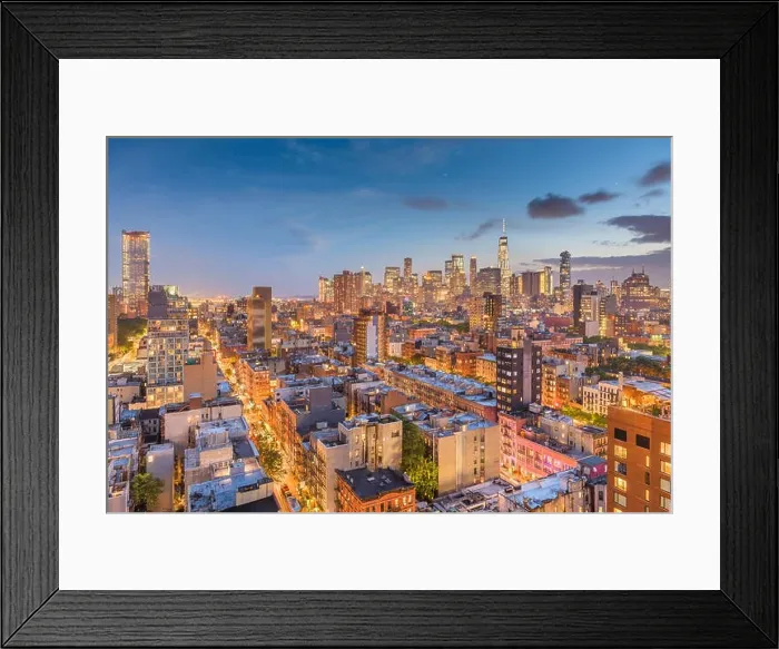 Framed Print : New York, New York, USA downtown city skyline at dusk Framed Print : New York, New York, USA downtown city skyline at dusk