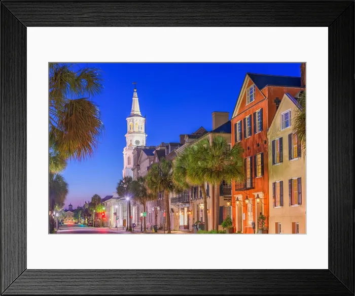 Framed Print : Charleston, South Carolina, USA cityscape in the historic French Quarter