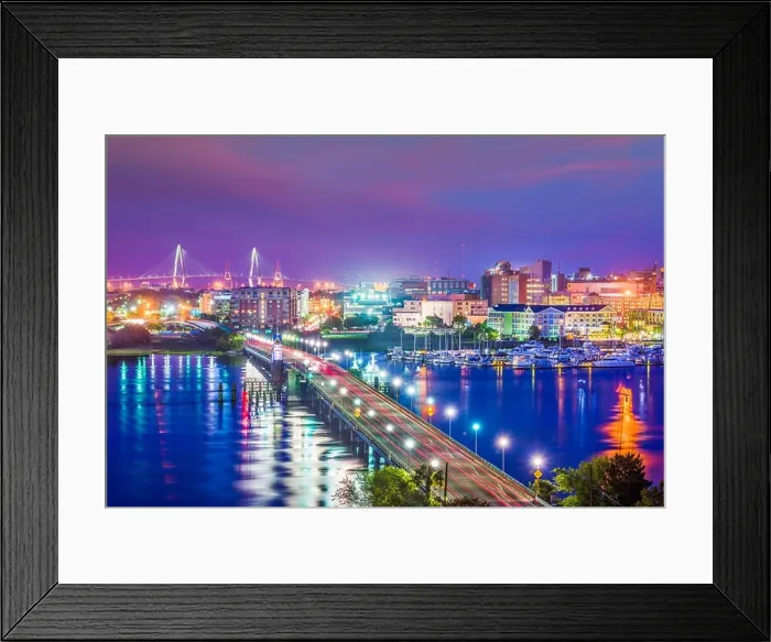 Framed Print : Charleston, South Carolina, USA skyline over the Ashley River Framed Print : Charleston, South Carolina, USA skyline over the Ashley River