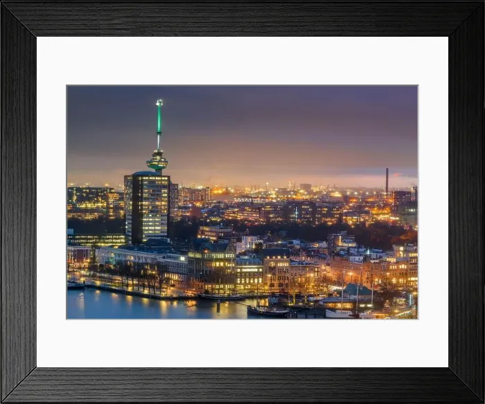 Framed Print : Rotterdam, Netherlands cityscape on the Nieuwe Maas River at night Framed Print : Rotterdam, Netherlands cityscape on the Nieuwe Maas River at night