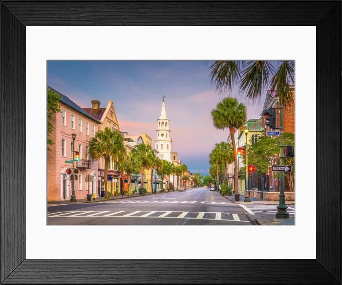 Framed Print : Charleston, South Carolina, USA cityscape in the historic French Quarter Framed Print : Charleston, South Carolina, USA cityscape in the historic French Quarter