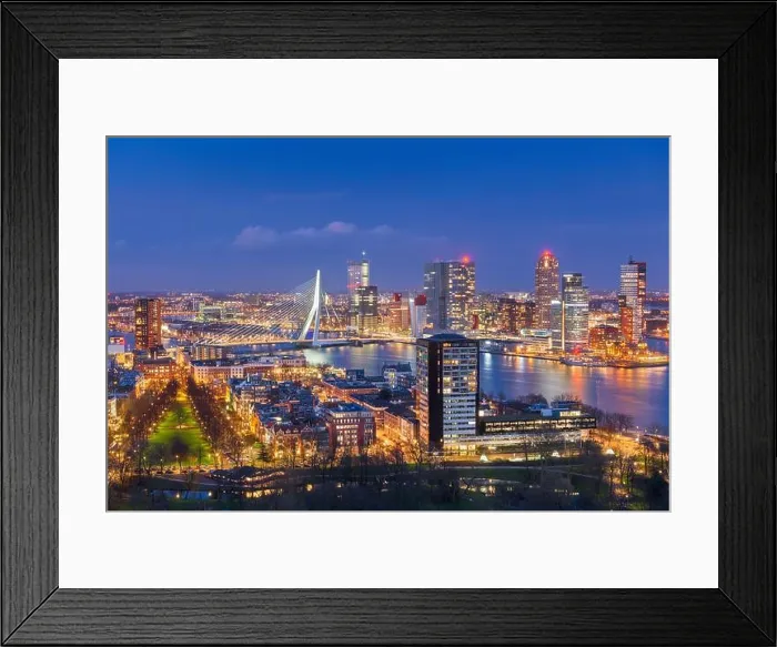Framed Print : Rotterdam, Netherlands, city skyline at twilight Framed Print : Rotterdam, Netherlands, city skyline at twilight