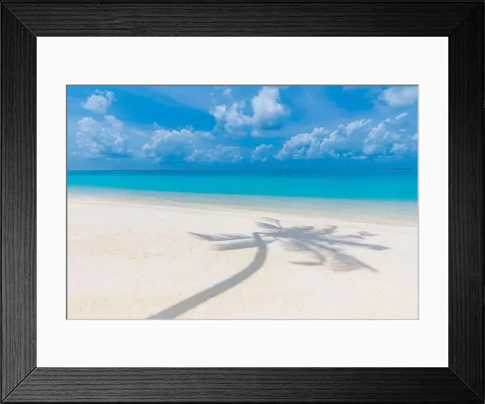 Framed Print : Artistic tropical beach landscape, palm tree leaves shadow. Amazing seascape, exotic nature pattern. Abstract paradise island coast, sunny weather Framed Print : Artistic tropical beach landscape, palm tree leaves shadow. Amazing seascape, exotic nature pattern. Abstract paradise island coast, sunny weather