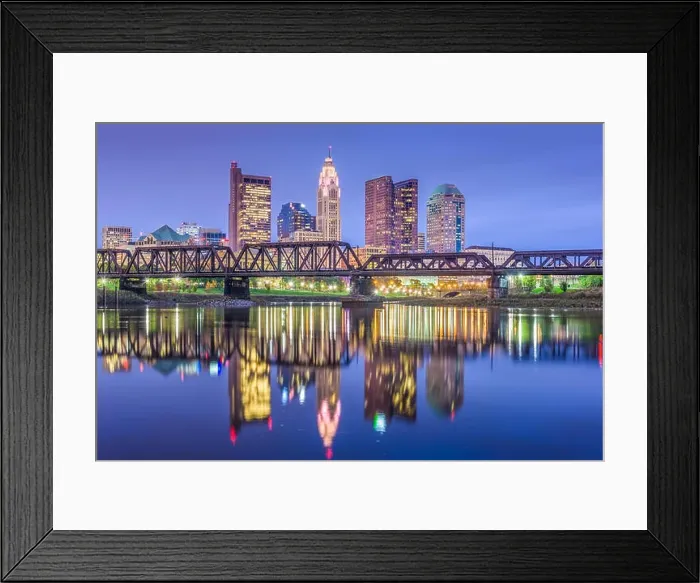 Framed Print : Columbus, Ohio, USA downtown skyline on the river at night Framed Print : Columbus, Ohio, USA downtown skyline on the river at night