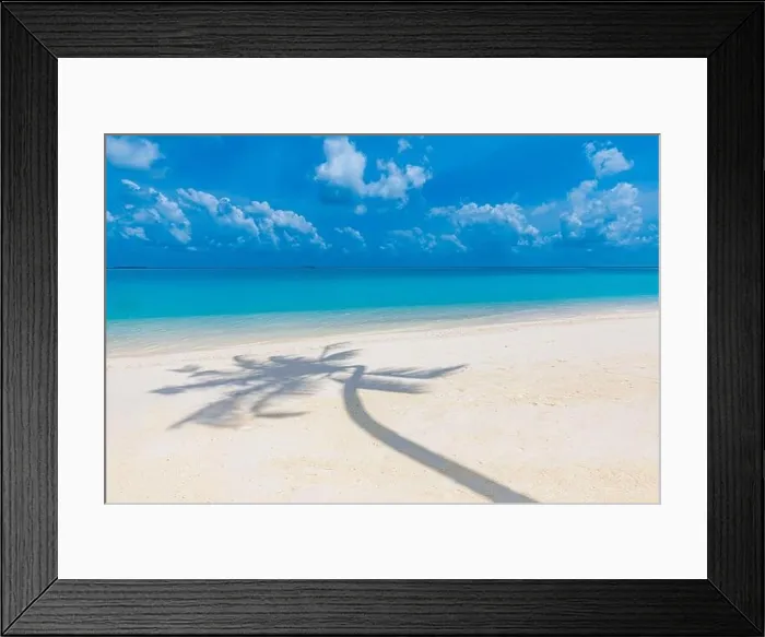 Framed Print : Artistic tropical beach landscape, palm tree leaves shadow. Amazing seascape, exotic nature pattern. Abstract paradise island coast, sunny weather Framed Print : Artistic tropical beach landscape, palm tree leaves shadow. Amazing seascape, exotic nature pattern. Abstract paradise island coast, sunny weather
