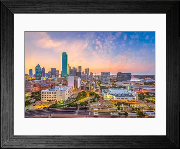 Framed Print : Dallas, Texas, USA downtown city skyline at dusk Framed Print : Dallas, Texas, USA downtown city skyline at dusk