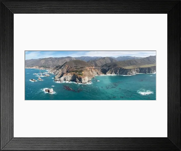 Framed Print : The Pacific Ocean washes onto the beautiful seashore of California, not far south of Monterey. The Pacific Coast Highway runs right along this region
