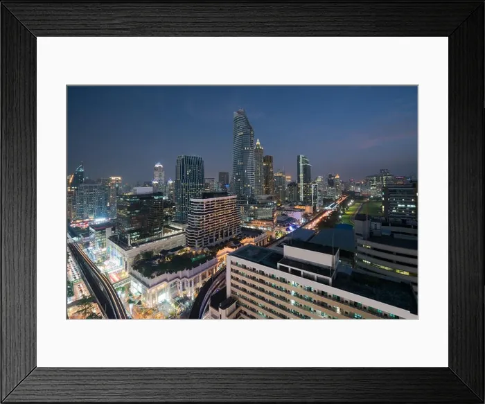 Framed Print : Modern building in Bangkok business district at Bangkok city with skyline at twilight, Thailand