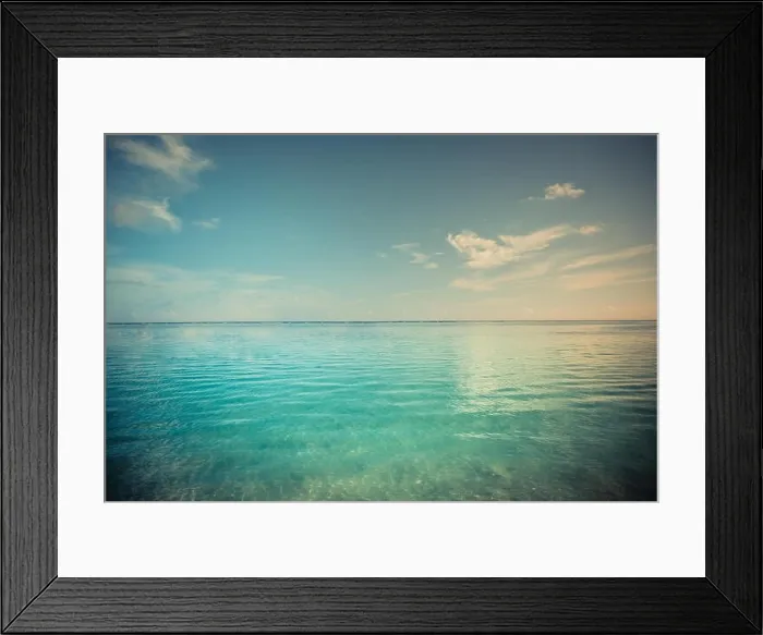 Framed Print : Vintage style effect sea view. Calming colors of sea, ocean Framed Print : Vintage style effect sea view. Calming colors of sea, ocean