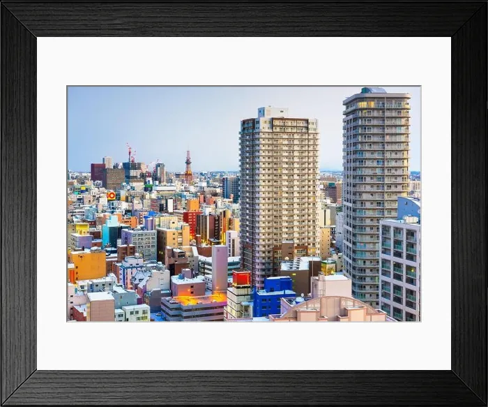 Framed Print : Sapporo, Hokkaido, Japan downtown city skyline over Chuo Ward towards the tower at night Framed Print : Sapporo, Hokkaido, Japan downtown city skyline over Chuo Ward towards the tower at night
