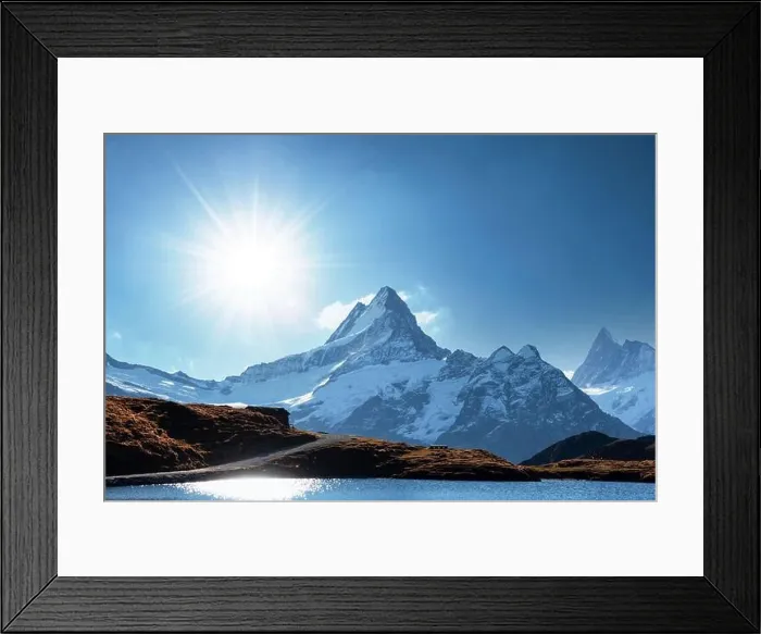 Framed Print : Bachalpsee lake in Swiss Alps mountains. Snowy peaks of Wetterhorn, Mittelhorn and Rosenhorn on background. Grindelwald valley, Switzerland Framed Print : Bachalpsee lake in Swiss Alps mountains. Snowy peaks of Wetterhorn, Mittelhorn and Rosenhorn on background. Grindelwald valley, Switzerland