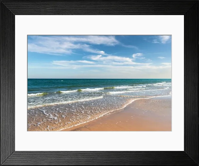 Framed Print : Tide waves on tropical beach sand and blue ocean water. Beauty sea texture. Vacations background Framed Print : Tide waves on tropical beach sand and blue ocean water. Beauty sea texture. Vacations background