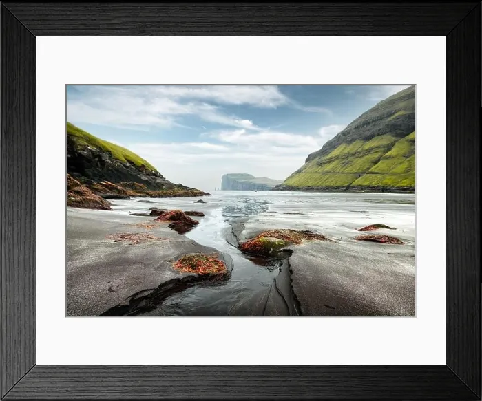 Framed Print : Tjornuvik beach on Streymoy island, Faroe Islands, Denmark. Landscape photography Framed Print : Tjornuvik beach on Streymoy island, Faroe Islands, Denmark. Landscape photography