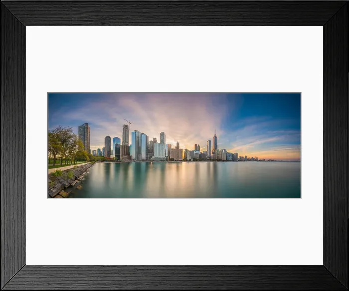 Framed Print : Chicago, Illinois, USA downtown skyline from Lake Michigan at dusk Framed Print : Chicago, Illinois, USA downtown skyline from Lake Michigan at dusk