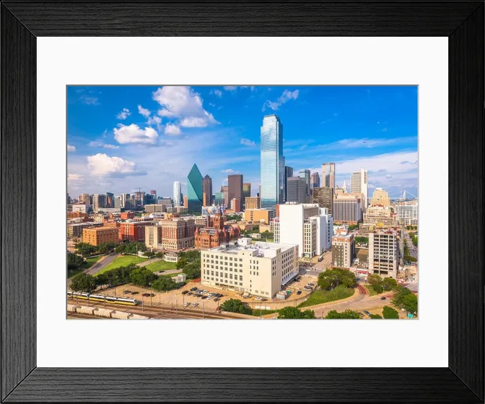Framed Print : Dallas, Texas, USA skyline from above at dusk Framed Print : Dallas, Texas, USA skyline from above at dusk