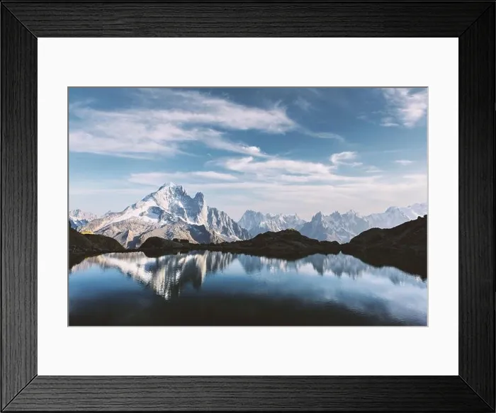 Framed Print : Colourful sunset on Lac Blanc lake in France Alps. Monte Bianco mountain range on background. Vallon de Berard Nature Preserve, Chamonix, Graian Alps Framed Print : Colourful sunset on Lac Blanc lake in France Alps. Monte Bianco mountain range on background. Vallon de Berard Nature Preserve, Chamonix, Graian Alps