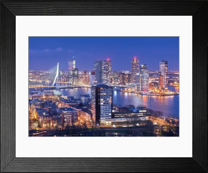 Framed Print : Rotterdam, Netherlands, city skyline at twilight Framed Print : Rotterdam, Netherlands, city skyline at twilight