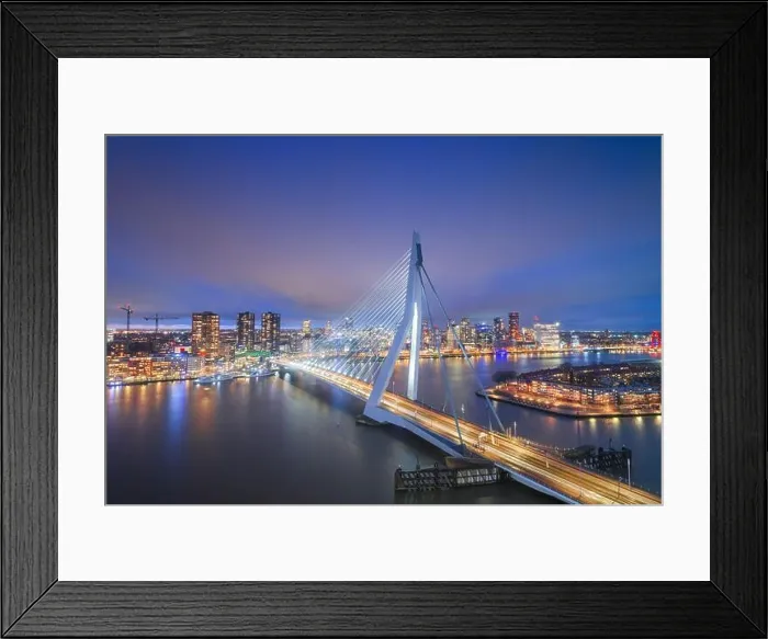 Framed Print : Rotterdam, Netherlands, city skyline at twilight Framed Print : Rotterdam, Netherlands, city skyline at twilight