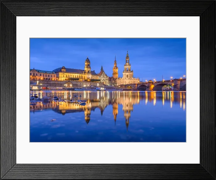 Framed Print : Dresden, Germany classical cathedrals and spires on The Elbe River at night Framed Print : Dresden, Germany classical cathedrals and spires on The Elbe River at night