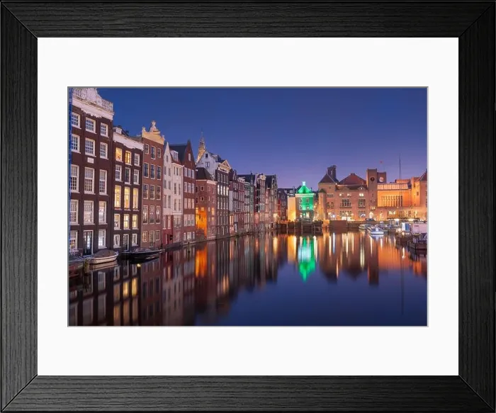 Framed Print : Amsterdam, Netherlands in the Damrak at night Framed Print : Amsterdam, Netherlands in the Damrak at night