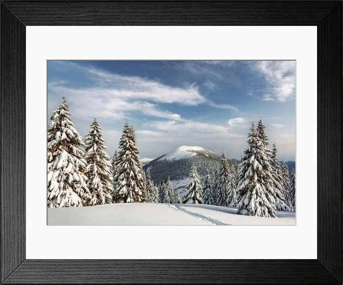 Framed Print : Fantastic winter landscape with snowy trees. Carpathian mountains, Ukraine, Europe. Christmas holiday concept Framed Print : Fantastic winter landscape with snowy trees. Carpathian mountains, Ukraine, Europe. Christmas holiday concept