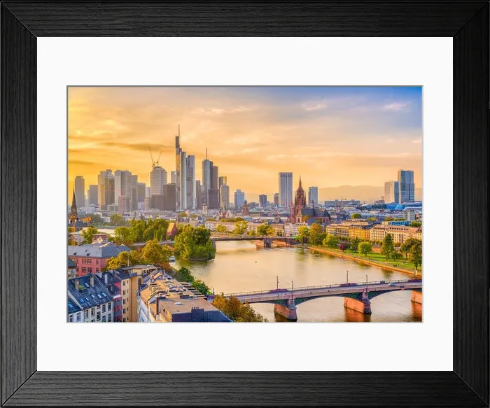 Framed Print : Frankfurt, Germany skyline over the Main River Framed Print : Frankfurt, Germany skyline over the Main River