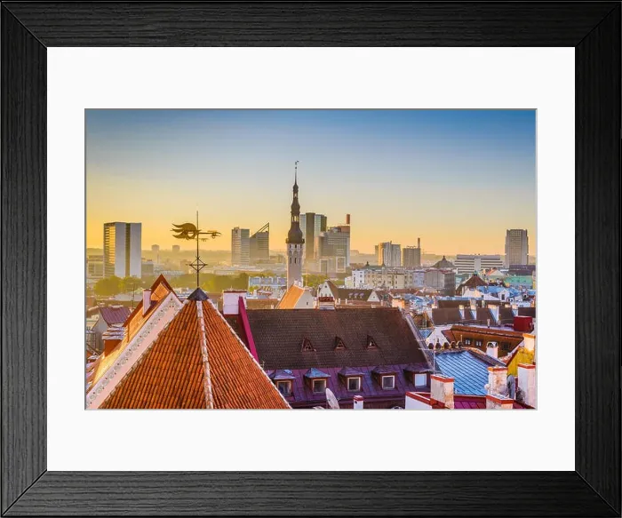 Framed Print : Tallinn, Estonia skyline with new and old architecture Framed Print : Tallinn, Estonia skyline with new and old architecture