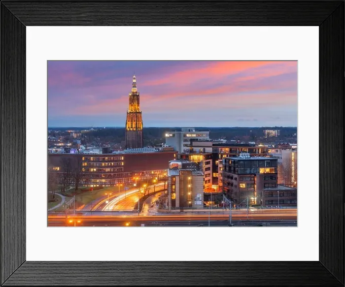 Framed Print : Amersfoort, Netherlands town skyline at dusk Framed Print : Amersfoort, Netherlands town skyline at dusk