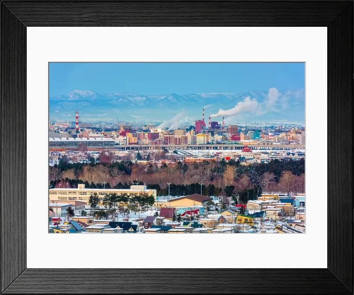 Framed Print : Asahikawa, Japan twilight winter cityscape in Hokkaido Framed Print : Asahikawa, Japan twilight winter cityscape in Hokkaido