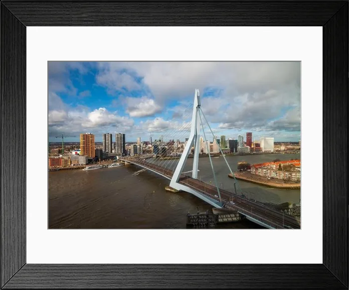 Framed Print : Rotterdam, Netherlands, city skyline and bridge in the afternoon Framed Print : Rotterdam, Netherlands, city skyline and bridge in the afternoon