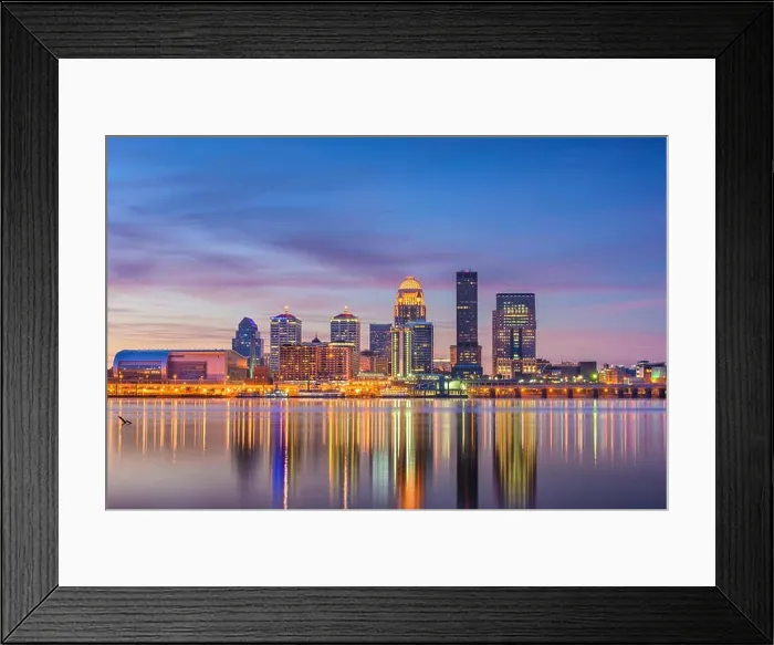 Framed Print : Louisville, Kentucky, USA downtown skyline at the river at dusk Framed Print : Louisville, Kentucky, USA downtown skyline at the river at dusk