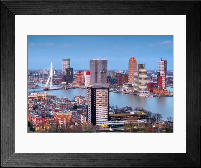 Framed Print : Rotterdam, Netherlands, city skyline at twilight Framed Print : Rotterdam, Netherlands, city skyline at twilight