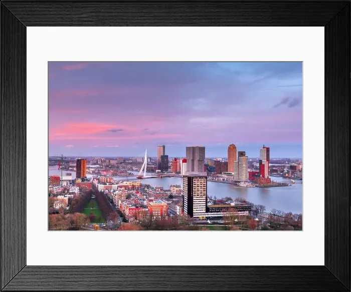 Framed Print : Rotterdam, Netherlands, city skyline at twilight Framed Print : Rotterdam, Netherlands, city skyline at twilight