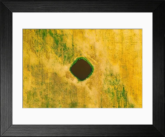 Framed Print : Aerial View Of Artificial Pond In Countryside Summer Rural Field. Wheat Landscape Framed Print : Aerial View Of Artificial Pond In Countryside Summer Rural Field. Wheat Landscape