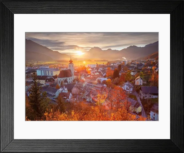 Framed Print : Liezen, Austria. Cityscape image of Liezen, Austria at beautiful autumn sunset Framed Print : Liezen, Austria. Cityscape image of Liezen, Austria at beautiful autumn sunset