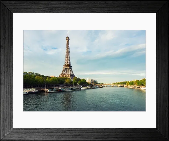 Framed Print : Eiffel tower in Paris from the river Seine in spring season. Paris, France Framed Print : Eiffel tower in Paris from the river Seine in spring season. Paris, France