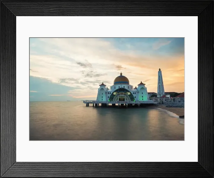 Framed Print : Malacca straits mosque (Selat Melaka Mosque) is a Mosque located on Malacca Island near in Malacca state, Malaysia Framed Print : Malacca straits mosque (Selat Melaka Mosque) is a Mosque located on Malacca Island near in Malacca state, Malaysia