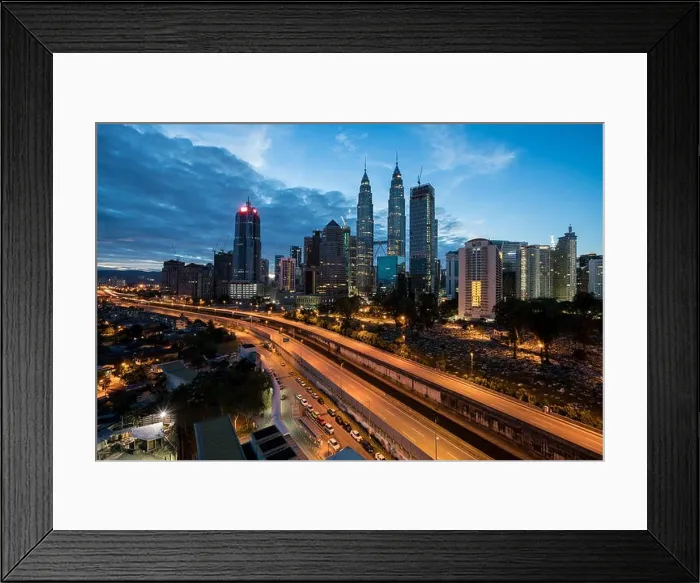 Framed Print : Kuala Lumpur skyline and skyscraper with highway road at night in Kuala Lumpur, Malaysia. Asia Framed Print : Kuala Lumpur skyline and skyscraper with highway road at night in Kuala Lumpur, Malaysia. Asia