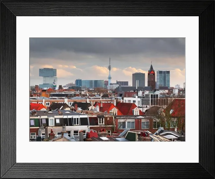 Framed Print : Amsterdam, Netherlands view of the modern cityscape from De Pijp at dusk Framed Print : Amsterdam, Netherlands view of the modern cityscape from De Pijp at dusk