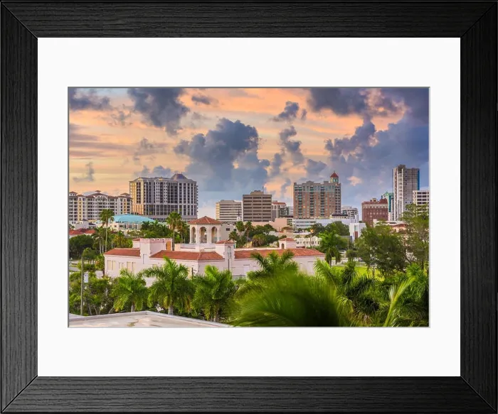 Framed Print : Sarasota, Florida, USA downtown skyline at dusk Framed Print : Sarasota, Florida, USA downtown skyline at dusk